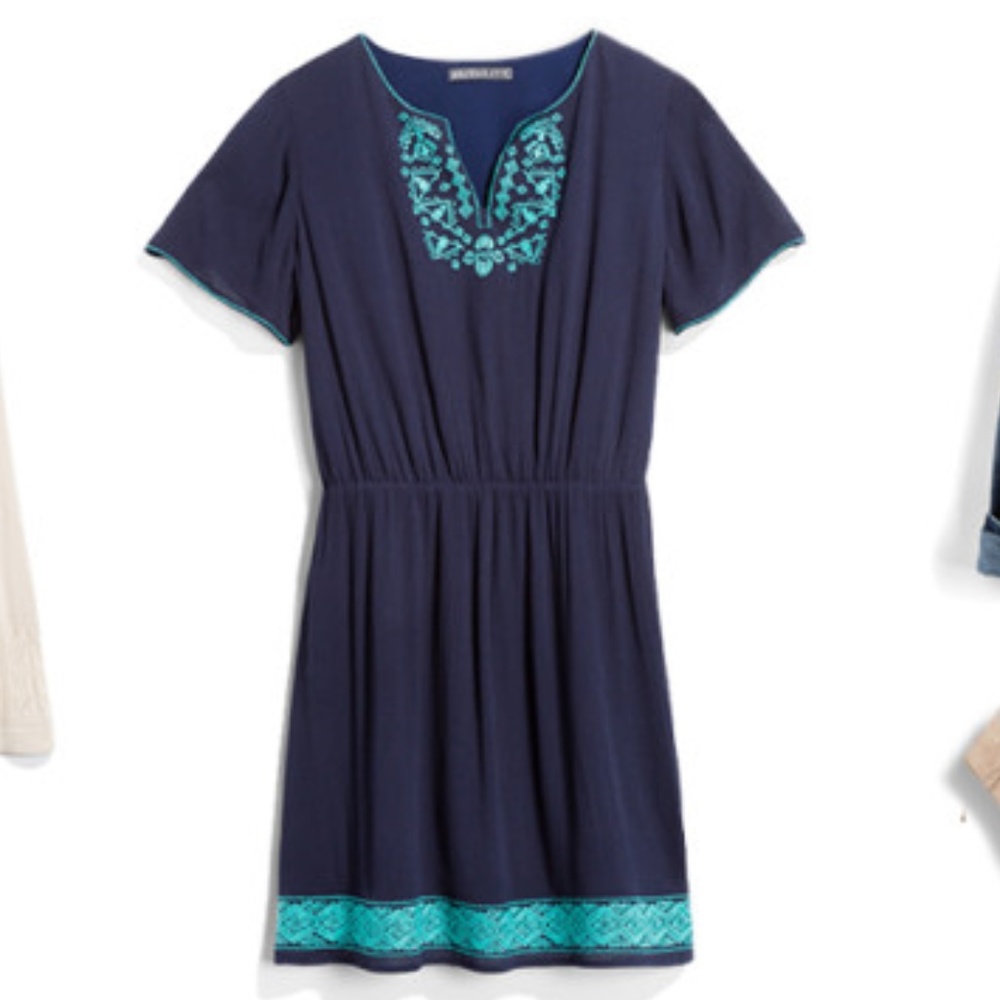 Brixton Ivy Embroidered Linda Dress 2X Navy Blue